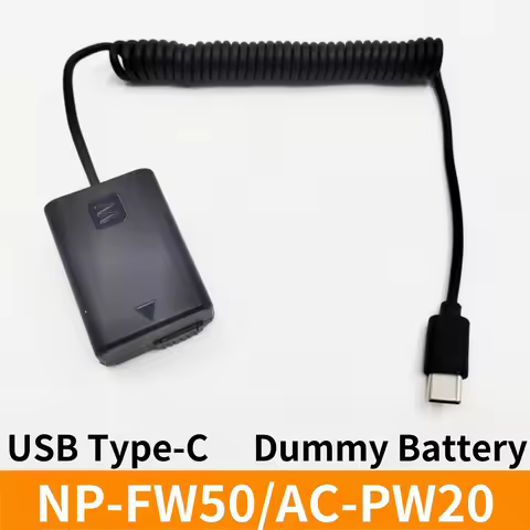 NP-FW50 Dummy Battery USB TYPE C to AC-PW20 DC Coupler for Sony A6000 A6300 A6400 A6500 ZV-E10 A7M2