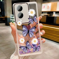 Vivo Y17s Y17 Y15 Y12 Y11 Y19 Y20 Y20s Y20i Y12s Y20sG Anti-Slip Side Candy Clear Color Casing Cartoon Butterfly Flower Soft Case Cover