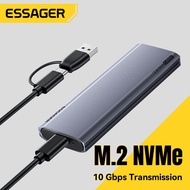 Essager 2-in-1 Type-C+USB-A SSD-M.2-NVME Hard Drive Enclosure USB3.2 Gen2 10Gbps Hard Disk Enclosure