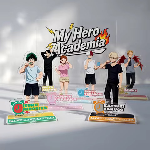 Anime My Hero Academia MORNING ROUTINE 15CM Double Sided 2026 NEW Acrylic Stand Keychain Izuku Midor