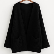 Baju Atasan Cardigan Outer Outfit Rajut Polos Basic Hitam Maroon Burgundy Denim Elegan Tanpa Kancing