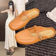 【 online_ph】Women's Fashion Slip on Square Toe Flat Sandals 319 (+1SIZE ror wide feet)