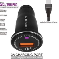 Log On Mini Pro Car Charger Quick Charge QC 3.0 LO-SV13 - Gold