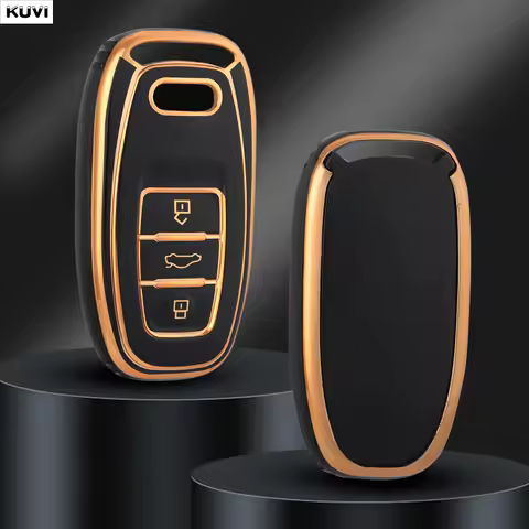 Kuvi Golden TPU Style Car Key Case Cover For Audi Q3 Q5 Q7 A1 A3 8P A4 B9 A5 A6 C7 8S 8W A7 A8 4M S4