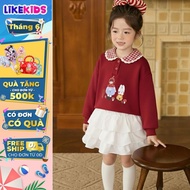 Long sleeve shirt for girls with cute MUSHROOMS pattern LikeKids V66