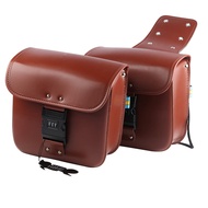 【FAS】-For Sportster XL883 XL1200 PU Leather Saddle Bag Motorcycle Luggage Left+Right Side Tool Bag
