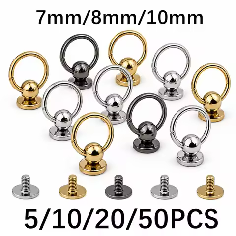 5/20/50Pcs 7/8/10mm Solid Ball Nail Screwback Screw Back Rivet Stud with O Ring for Leather Bag Belt