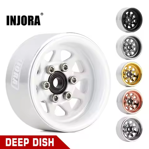 INJORA 1.0 Beadlock Wheel Rim Deep Dish Negative Offset 3.78mm Stamped Steel Hub for RC Crawler Car 