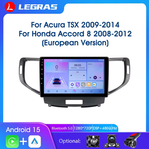 Carplay Auto Multimedia Video Player For Honda Accord 8 2008-2012 Acura TSX 2009-2014 Android 15 Car