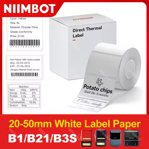 Niimbot Label Printer White Paper Sticker B1 B21 B203 Label Maker Tape 30x20mm 50x80mm Bigger Size B