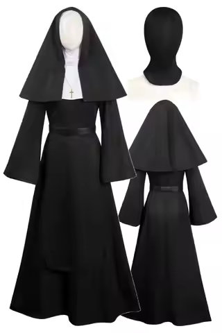 The Nun Cosplay Fantasy Mask 2023 Horror Movie The Nun 2 Costume Disguise Adult Women Roelpaly Femal