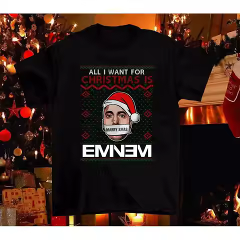Merry Christmas Eminem Ugly Xmas for You Black All Size T Shirt