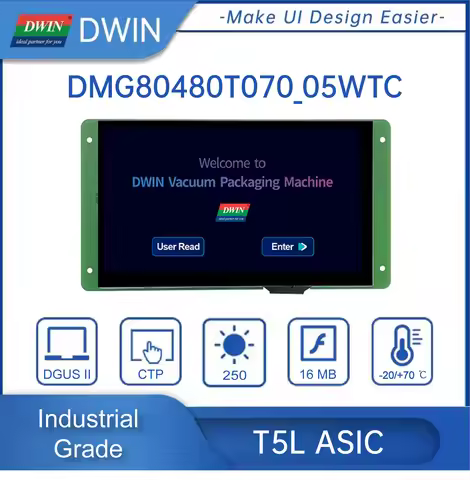 DWIN 7.0 Inch TFT LCD Display 800*480 262K Color HMI Smart Screen RS232/TTL Resistive/Capacitive Tou