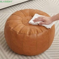 BLAZESKY Seat Cushion Cover, Round Large Capacity Pumpkin Pouf Cover, Leg Bench Faux Leather Minimal