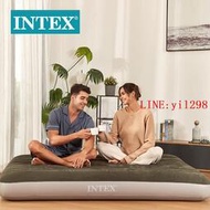 INTEX64108綠色雙人植絨線拉充氣床墊野營車載氣墊床帳篷充氣床