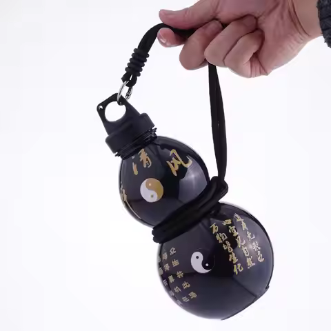 Large Capacity Gourd Cup Portable Gourd Water Bottle Black Chinese Retro-Inspired Water Kettle Sport