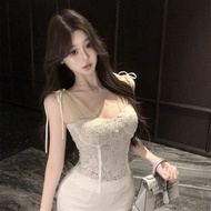 Strapless French Lace Camisole, Sexy Mesh Patchwork Top, Women's Fashion L98A