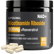 NAD Supplement - NAD+ with Nicotinamide Riboside (NR) and Resveratrol Quercetin 900mg Pure Organic N