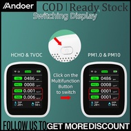 Andoer- 8in1มีเตอร์วัดคุณภาพอากาศแบบพกพาทั่วไป Wi-Fi PM2.5 PM1.0 PM10 CO2 TVOC HCHO เครื่องทดสอบความ