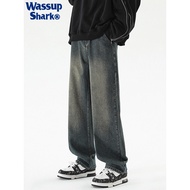 y2k jeans baggy jeans men y2k WASSUP American Street Distressed Summer Jeans