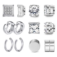 6 Pairs Magnetic Stud Earrings for Men Women Stainless Steel Clip on Hoop Huggie Earring Non Piercin