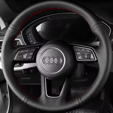 DIY Black Faux Leather Car Accessories Steering Wheel Cover For Audi A6L Q5 A4L A3 A8L A1 A5 Q3 A7 N