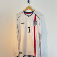 England Home 2002 Beckham 7 Long Sleeve Jersey – Size M