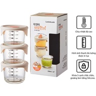 Bộ 3 hộp thủy tinh đựng thức ăn dặm cho bé Lock&Lock LLG508S3 LLG542S3IVY- Hàng chính hãng có vạch c