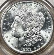PCGS MS64【經典美系大洋】1881-S 美國摩根車輪原光銀幣｜舊藏白淨老品相 高狀態美洋 $1 Morgan Silver Dollar