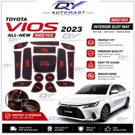 (With Logo Vios) CAR SLOT MAT Toyota Vios 2023 Red Lining Slot Mat Vios Accessories Non Slip mat