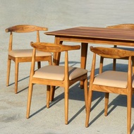 柚木餐椅 印尼實木原木 PU皮革坐墊 北歐風格 商用耐用 餐廳家具