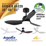 Ceiling Fan with Light Aeroair AA320 LED RGB Dimmable Tri Color Lighting DC Motor Remote Control