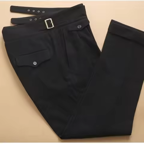 2024 Men Autumn Winter Retro Business Woolen Pants Men's Loose Leisure Formal Social Pants Male Soli