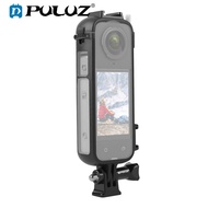Cho insta360 X4 PULUZ lạnh Giày PC bảo vệ bằng nhựa khung với khung Bộ chuyển đổi & vít (Đen)