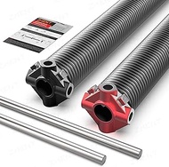 Garage Door Torsion Springs 2'' (Pair) with Non-Slip Winding Bars, Coated Torsion Springs with a Min