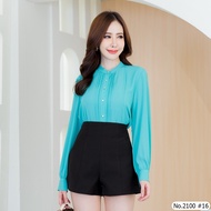 เสื้อแขนยาวสีพื้น Maristar Style No : 2100  Solid Long Sleeve Blouse Fabric : Polyester 100% ใส่ง่าย สวมสบาย ใส่ได้ทุกโอกาส