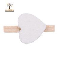 Small Mini Wooden Clothes Pegs / Decorative Pegs with Hearts , White