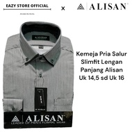 (kemeja alisan) kemeja pria alisan motif salur lengan panjang slimfit