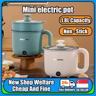 [SG Stock]Electric Cooker 1.8L Multi-function Electric Hot Pot Mini portable multi-all-in-one pot Instant noodles non-stick/mini pot/Multi Cooker/electric pot/mini cooker