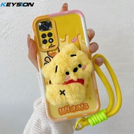 KEYSION เคส3D น่ารักลายการ์ตูนสำหรับ Redmi Note 11 Pro 5G 11S สายคล้องคอซิลิโคนกันกระแทกเคสสำหรับ Re