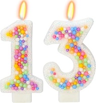 13th Birthday Candle for Cake, Colorful Macaron Numeral Candles for Boys/Girls, Theme Birthday Party