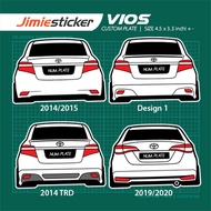 Sticker Kereta Vios, Sticker Belakang Vios, Custom Warna dan Nombor Plate.