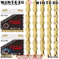WINTE3U MTB Road Bike Chains, Gold Silver 8 9 10 11 12 Speed Bicycle Chain, Professional Carbon Stee
