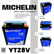 YTZ8 YTZ8V MICHELIN (REPLACEMENT YTX7L / YTX7L-BS )BATERI MOTOSIKAL VESPA PRIMAVERA 150 S125 FITS SP