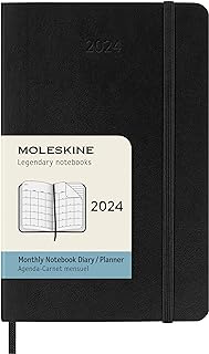 Moleskine DSB12MN2Y24 Notebook, Beginning January 2024, 12 Months, Months, Diary Soft Cover, Pocket Size (W x H x H): 3.5 x 5.5 inches (9 x 14 cm), Black