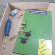 Rangkaian listrik PARALEL 2 lampu dan 2 saklar untuk tugas IPA SD SMP