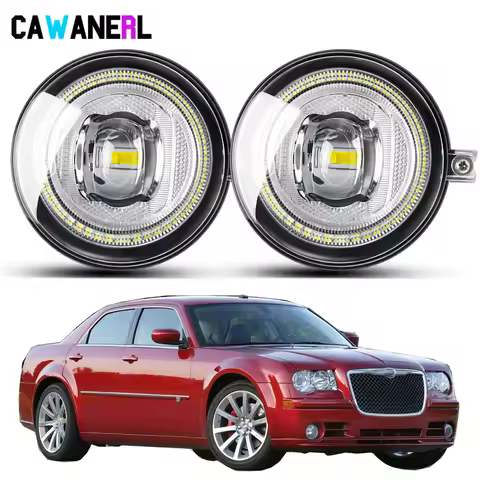 2 X LED Fog Light with Angel Eye DRL For Chrysler 300 2007 2008 2009 (Not Fit 300C) H10 9005 Car Fro