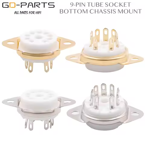 Bottom Chassis Mount 9pin Ceramic Tube Sockets Valve Base For 6DJ8 12AX7 ECC83 B339 CV492 6L13 12AU7