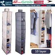 Ten Layers Hanging Bag Closet Organizer Folding Storage Wardrobe Clothes Closet Hanging Shoe Bag Han