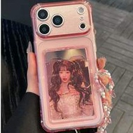 Transparent TPU Protective Phone Case With Card Slot, High-Quality Pink Phone Case With Detachable P